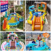 intex婴儿童游泳池家用大号，充气戏水滑梯，池室内户外海洋球喷水池
