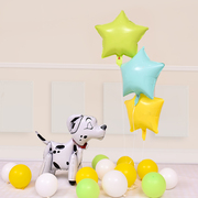 宝宝生日背景墙布置儿童周岁生日派对装饰荧光色五角星铝膜气球