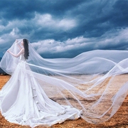 新娘10米超长头纱飘纱影楼婚纱摄影拍照海滩外景道具结婚头纱