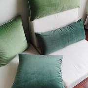 牛油果墨绿色天鹅绒轻奢抱枕套客厅沙发长头枕靠枕床头腰枕方靠垫