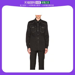 香港直邮GIVENCHY 男士黑色双口袋铆钉牛仔衬衫 16S0917471-001衬