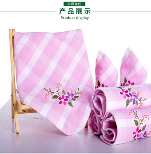 处理中国结竹纤维双面绣花大方巾，柔软吸水可爱竹炭毛巾加大方巾