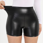Women's solid color tight leather shorts女士纯色紧身皮短裤