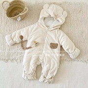 婴儿棉衣服冬装连体衣加厚秋冬季套装新生儿，夹棉哈衣宝宝保暖棉服