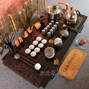 紫砂陶瓷功夫茶具套装唐盛电热炉，四合一实木，茶盘茶具套组