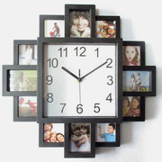 16寸塑料相框照片创意，客厅挂钟静音钟表，家用简约时钟挂墙挂表