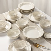 日式陶瓷盘子碗，家用2023白色餐具，碟子菜盘平盘餐盘含羞草