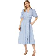全球购lillypulitzer连衣裙，女式条纹蓝色长裙