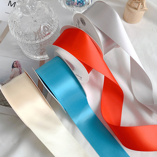 3.8cm单面缎带涤纶带鲜花丝带烘焙蛋糕包装织带绸带彩带