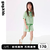 新中式gxgkids童装儿童套装24夏女童(夏女童)复古国风短袖上衣短裙