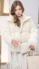 白色立领系带蕾丝白鸭绒(白鸭绒，)加厚外套，女冬季粉红色短款宽松显瘦羽绒服