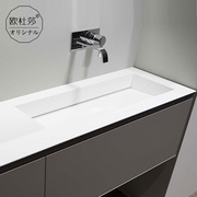 纯白岩板一体盆浴室柜现代简约洗手脸，组合套装卫生间挂墙式洗漱台