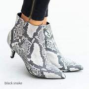 非洲流行蛇纹靴子豹纹秋冬裸靴欧美性感细跟中跟短靴大码女靴