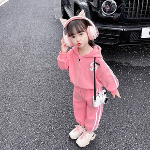 女童春秋装长袖卫衣套装，韩版儿童开学运动装，女宝宝秋季上学两件套