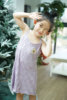 女童连衣裙2023夏季香芋紫纯棉棉花朵背心裙针织棉洋气吊带裙
