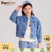 PawinPaw卡通小熊童装24年春夏女童休闲卡通小熊印花牛仔外套
