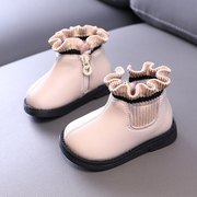 宝宝皮鞋冬季加绒女童公主，靴子1一2-3岁婴儿软底学步棉鞋小童短靴