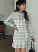 日本DHOLIC2月粗花呢格纹短夹克&无袖连衣裙套装174113