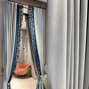 现代简约窗帘遮光定制卧室客厅成品绒布纯色高窗美式中式轻奢现代