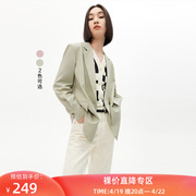 lily2023夏女装(夏女装)时尚气质，纯色优雅通勤款宽松中长款西装外套女