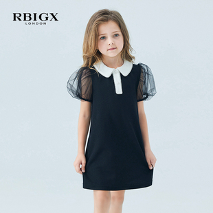 RBIGX瑞比克童装2024夏季法式优雅风泡泡袖女童纯棉连衣裙