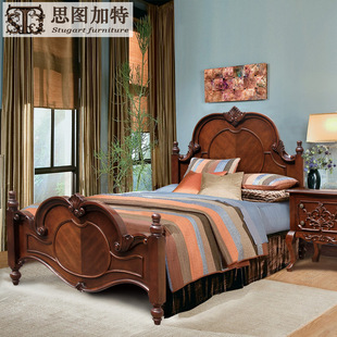 美式实木床单人床1.2米儿童床男孩床卧室，小床欧式床1.5米双人床