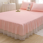 水洗棉床裙单件床罩席梦思床垫保护套罩加厚双人蕾丝花边床套床笠