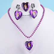 苏菲亚公主发光项链女卡通，紫色戒指宝宝，耳夹女童闪光夜光吊坠饰品