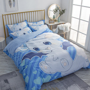 卡通小怪兽儿童床上用品四件套单双人1.2米床笠婴儿被罩床单3件套