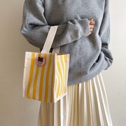 韩国格子防水帆布包迷你手提袋礼物袋子时尚收纳包购物袋女包手拎