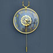 现代轻奢挂钟黄铜欧式表时尚简约客厅北欧创意家用个性静音时钟
