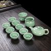 送茶巾功夫茶具陶瓷，套装家用泡，茶器青瓷茶壶盖碗茶杯整套