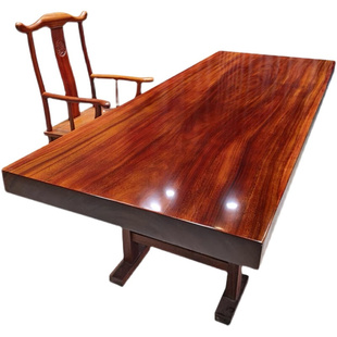 定制奥坎大板实木原木茶桌非洲花梨木办公桌整块新中式简约红