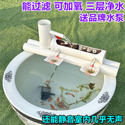 鱼缸过滤器小型三合一净水循环系统，瀑布家用圆形瓷缸养鱼池免换水