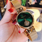 anneklein安妮克莱因金绿色(金绿色)手表，涟漪钢带镶钻女表ak3000gngb