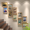 创意实木多款式楼梯照片墙组合客厅，书房办公室餐厅背饰挂墙相框墙