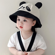 宝宝熊猫帽子婴儿户外遮阳帽男女宝宝防晒帽儿童超可爱渔夫帽盆帽