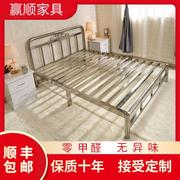 不锈钢床加厚304单双人床铁艺，床1.5米1.8欧式现代简约出租房用床