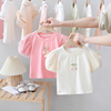 韩版儿童装夏季女童泡泡袖T恤婴儿短袖上衣女宝宝樱桃打底衫公主