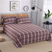 全棉老粗布床单三件套简约四件套条纹格子被套单双人床单1.8米2米