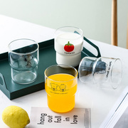 透明耐热玻璃史努比早餐杯，创意简约牛奶杯，果汁饮料杯家用冷热水杯
