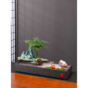 新中式假山喷泉流水摆件，招财创意鱼缸盆景家居，客厅办公室桌面装饰