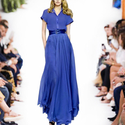 欧洲站夏季套装裙时尚高级感蓝色，衬衫a字半身裙两件套套装女