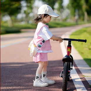 炸街可爱|女童假两件短袖t恤短裤套装2022夏宝宝(夏宝宝)休闲儿童运动装