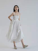 长裙法式大裙摆，海边拍照裙子白色吊带连衣裙，小白裙抹胸仙女纱裙