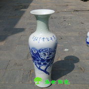 景德镇陶瓷器落地大花瓶名家，吴文瀚手绘青花瓷，牡丹花开富贵95cm