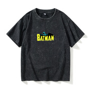 蝙蝠侠超人t恤短袖潮衣服男女，圆领大码宽松夏季情侣装棉上衣半袖