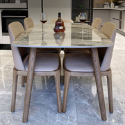 岩板餐桌北欧大理石，饭桌长方形餐桌椅组合实木，家用现代简约小户型