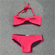 外贸4-5岁女童连体泳衣 沙滩速干紧身 比基尼游泳套装 豹纹玫红