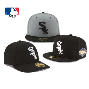 NEW ERA全封帽芝加哥白袜队帽子MLB SOX街舞嘻哈Hiphop平沿棒球帽